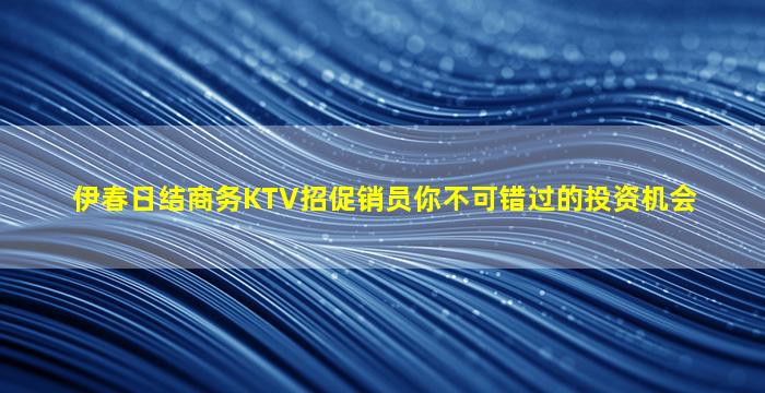 伊春日结商务KTV招促销员你不可错过的投资机会
